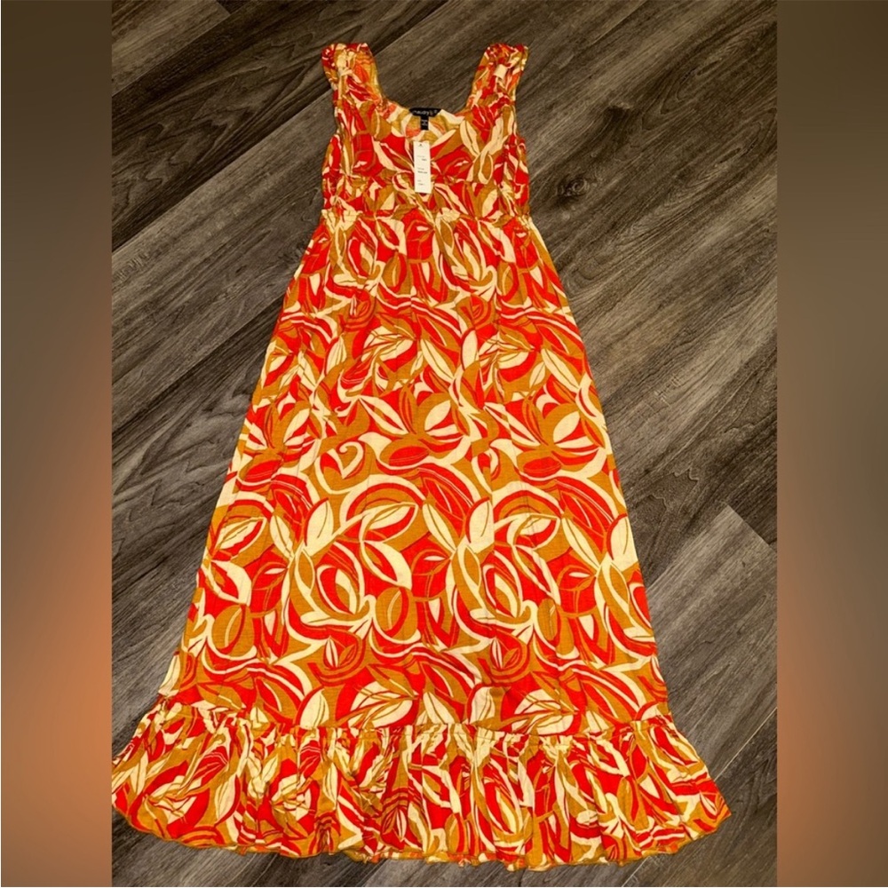 NWT RAGA Chaudry sold at Anthro Vibrant Orange and Cream Sleeveless Dress